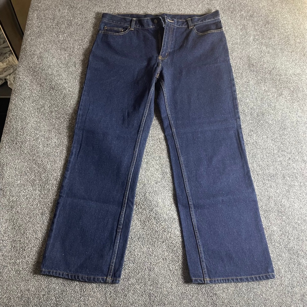 Faded Glory Mens Straight Leg Jeans 36x30 Dark‎ Wash Indigo Blue 100% Denim